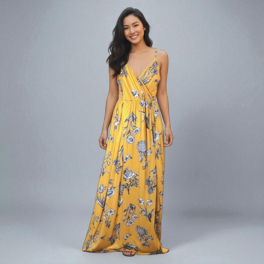 Floral Yellow Maxi Dress